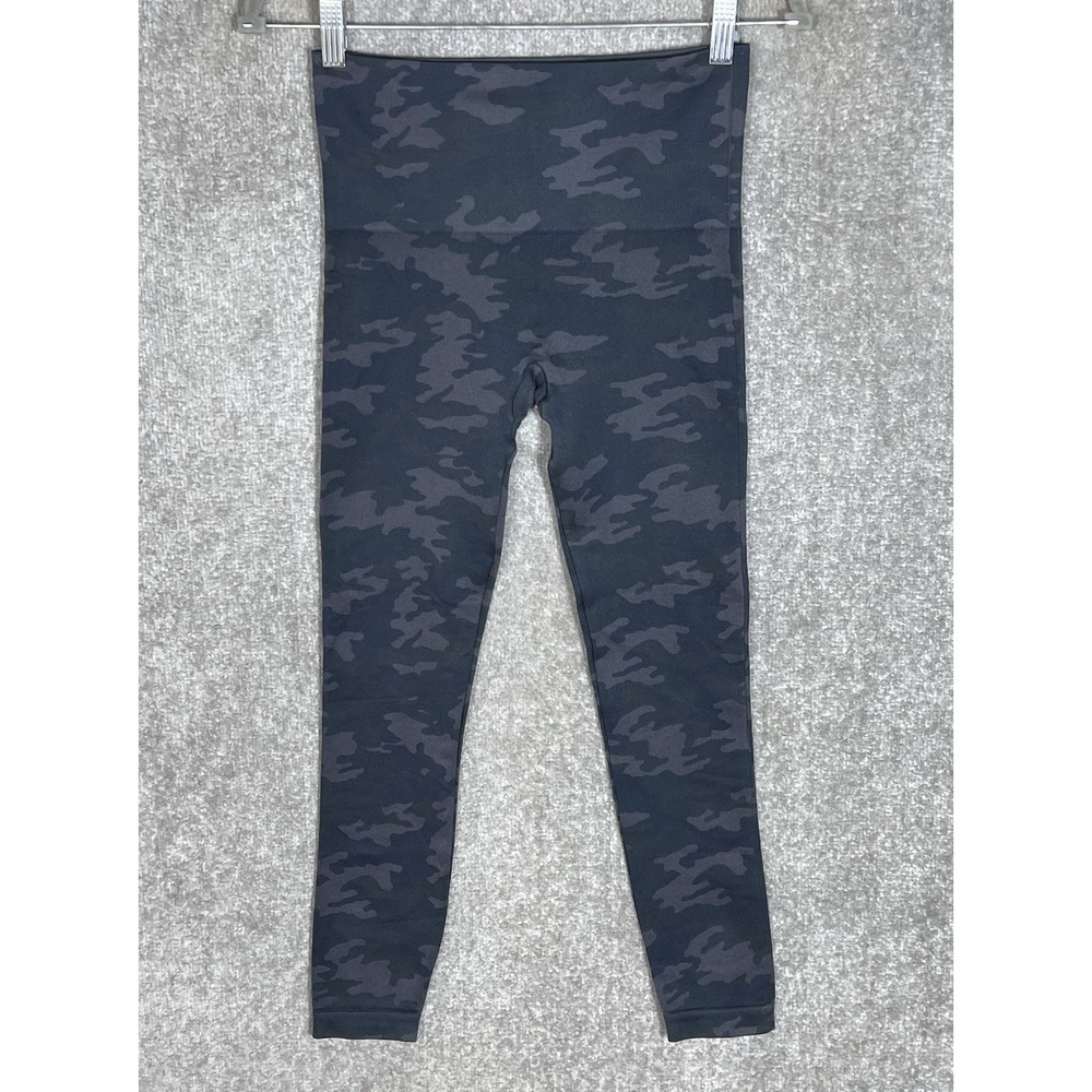 Spanx Look At Me Now Seamless Leggings Womens Size Medium Gray Green Blue Camo